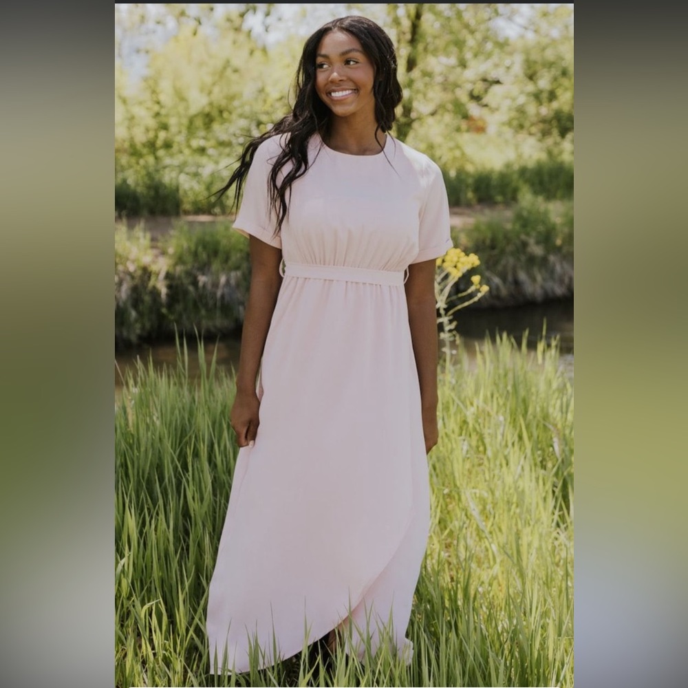 Roolee Blush Champagne pink eyelet dress